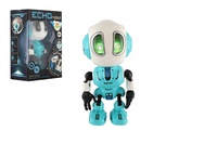 Robot ECHO kovový 12cm opakující věty modrý se zvukem a světlem