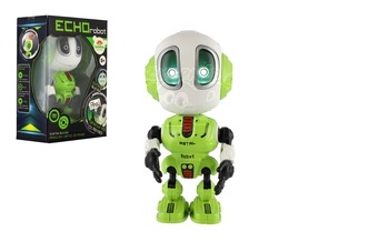 Robot ECHO kovový 12cm opakující věty zelený se zvukem a světlem