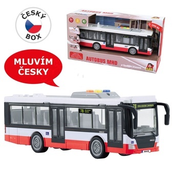 Autobus na setrvačník, mluví česky, hlásí zastávky, CZ design, 26 x 10,5 x 16,5 cm