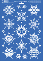Vánoční adh nálepky 35x25 - Velké hvězdy bílé